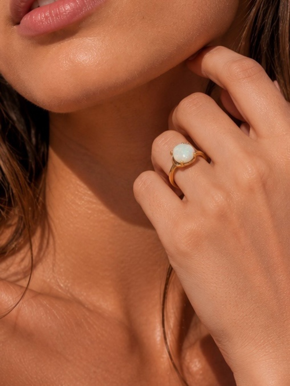 Vintage Australian Artisan Oval White Opal Bypass Ring – Stamped AUST